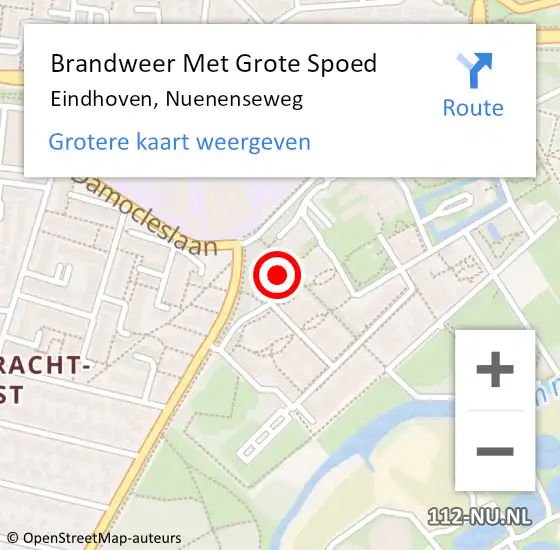 Locatie op kaart van de 112 melding: Brandweer Met Grote Spoed Naar Eindhoven, Nuenenseweg op 22 mei 2024 13:34