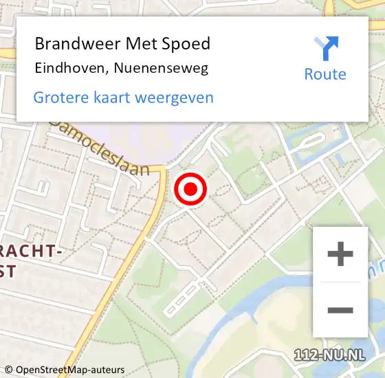 Locatie op kaart van de 112 melding: Brandweer Met Spoed Naar Eindhoven, Nuenenseweg op 22 mei 2024 13:40