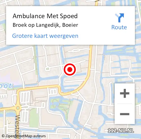 Locatie op kaart van de 112 melding: Ambulance Met Spoed Naar Broek op Langedijk, Boeier op 22 mei 2024 13:45