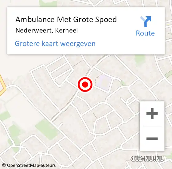 Locatie op kaart van de 112 melding: Ambulance Met Grote Spoed Naar Nederweert, Kerneel op 22 mei 2024 13:48