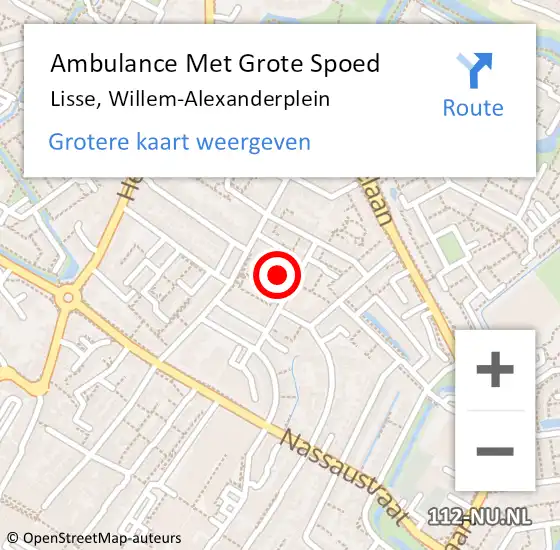 Locatie op kaart van de 112 melding: Ambulance Met Grote Spoed Naar Lisse, Willem-Alexanderplein op 22 mei 2024 13:56