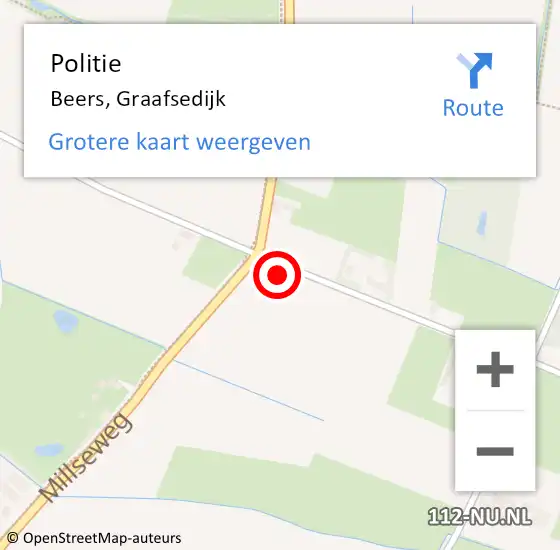 Locatie op kaart van de 112 melding: Politie Beers, Graafsedijk op 22 mei 2024 13:58