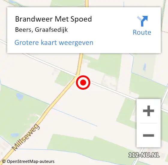 Locatie op kaart van de 112 melding: Brandweer Met Spoed Naar Beers, Graafsedijk op 22 mei 2024 14:00