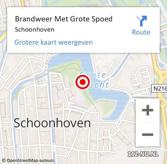 Locatie op kaart van de 112 melding: Brandweer Met Grote Spoed Naar Schoonhoven op 22 mei 2024 14:34