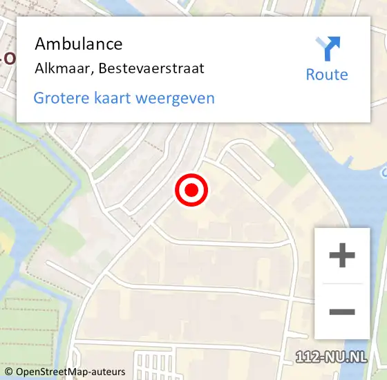 Locatie op kaart van de 112 melding: Ambulance Alkmaar, Bestevaerstraat op 22 mei 2024 14:40