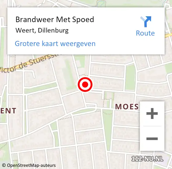 Locatie op kaart van de 112 melding: Brandweer Met Spoed Naar Weert, Dillenburg op 22 mei 2024 15:01