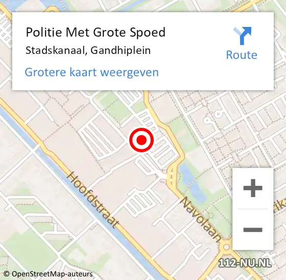 Locatie op kaart van de 112 melding: Politie Met Grote Spoed Naar Stadskanaal, Gandhiplein op 22 mei 2024 15:06