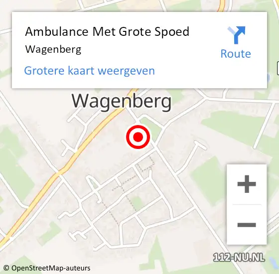 Locatie op kaart van de 112 melding: Ambulance Met Grote Spoed Naar Wagenberg op 22 mei 2024 15:07