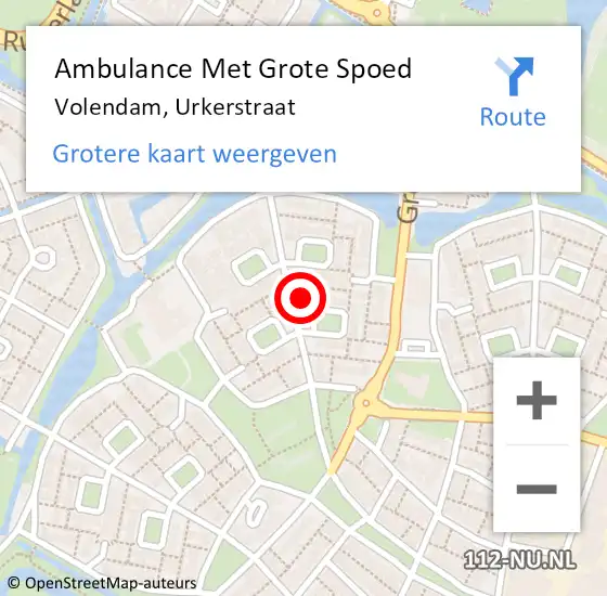 Locatie op kaart van de 112 melding: Ambulance Met Grote Spoed Naar Volendam, Urkerstraat op 22 mei 2024 15:16