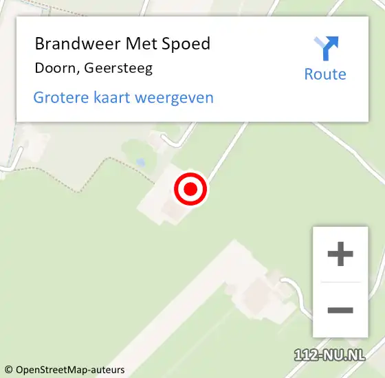 Locatie op kaart van de 112 melding: Brandweer Met Spoed Naar Doorn, Geersteeg op 22 mei 2024 15:20