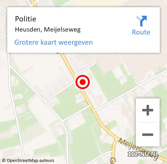 Locatie op kaart van de 112 melding: Politie Heusden, Meijelseweg op 22 mei 2024 15:26