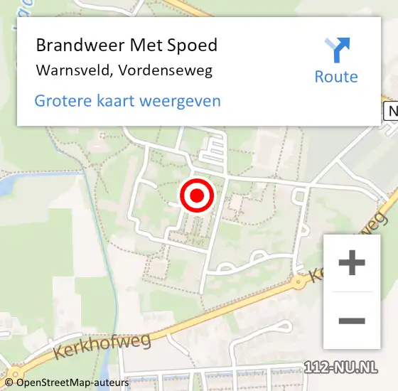 Locatie op kaart van de 112 melding: Brandweer Met Spoed Naar Warnsveld, Vordenseweg op 22 mei 2024 15:36