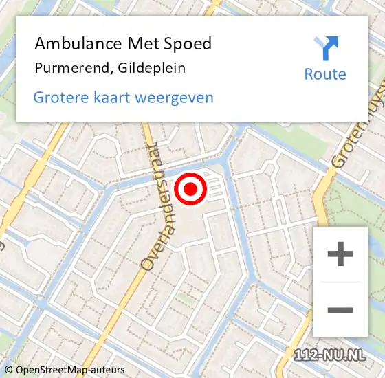 Locatie op kaart van de 112 melding: Ambulance Met Spoed Naar Purmerend, Gildeplein op 22 mei 2024 15:48