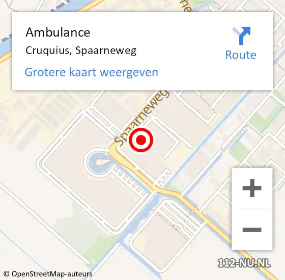 Locatie op kaart van de 112 melding: Ambulance Cruquius, Spaarneweg op 22 mei 2024 15:57