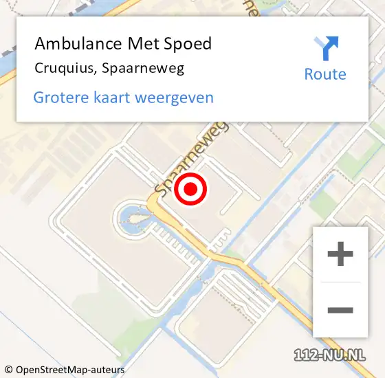 Locatie op kaart van de 112 melding: Ambulance Met Spoed Naar Cruquius, Spaarneweg op 22 mei 2024 15:58