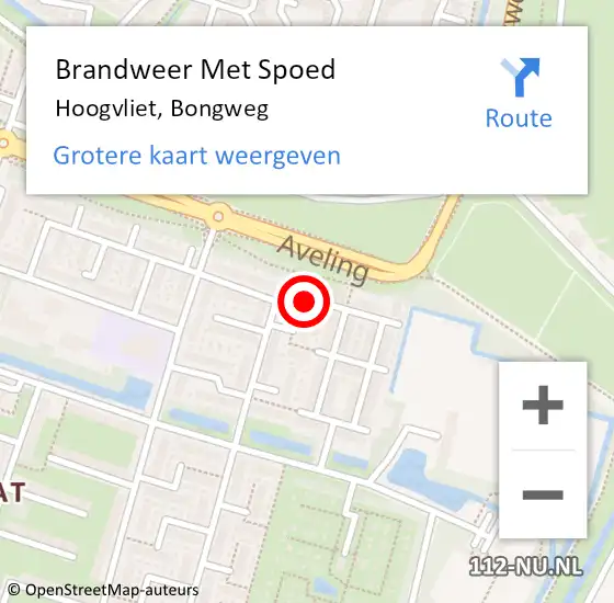 Locatie op kaart van de 112 melding: Brandweer Met Spoed Naar Hoogvliet, Bongweg op 22 mei 2024 16:07