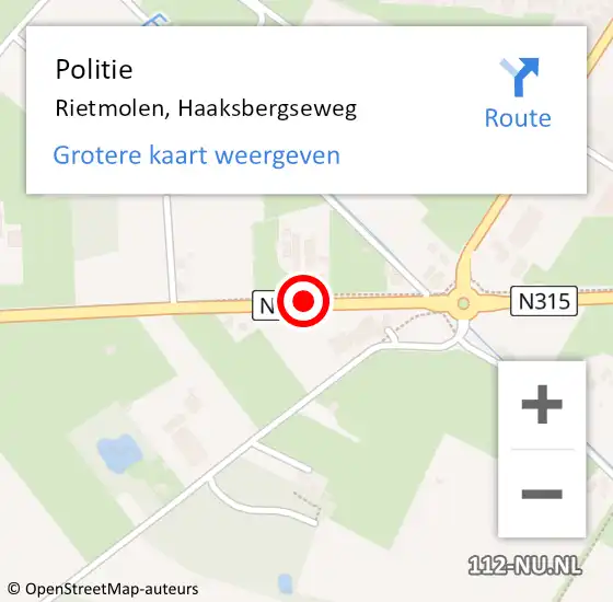 Locatie op kaart van de 112 melding: Politie Rietmolen, Haaksbergseweg op 22 mei 2024 16:36