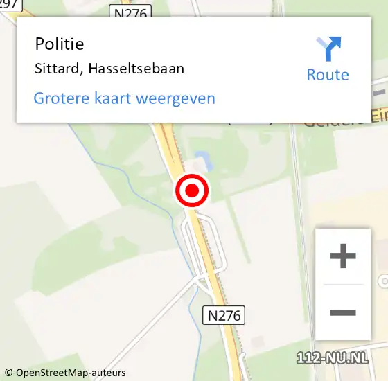 Locatie op kaart van de 112 melding: Politie Sittard, Hasseltsebaan op 22 mei 2024 16:47
