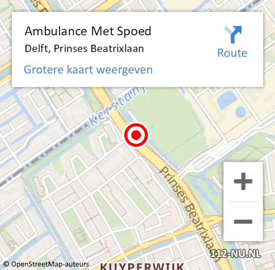 Locatie op kaart van de 112 melding: Ambulance Met Spoed Naar Delft, Prinses Beatrixlaan op 22 mei 2024 16:47