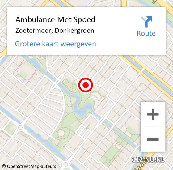 Locatie op kaart van de 112 melding: Ambulance Met Spoed Naar Zoetermeer, Donkergroen op 22 mei 2024 16:52