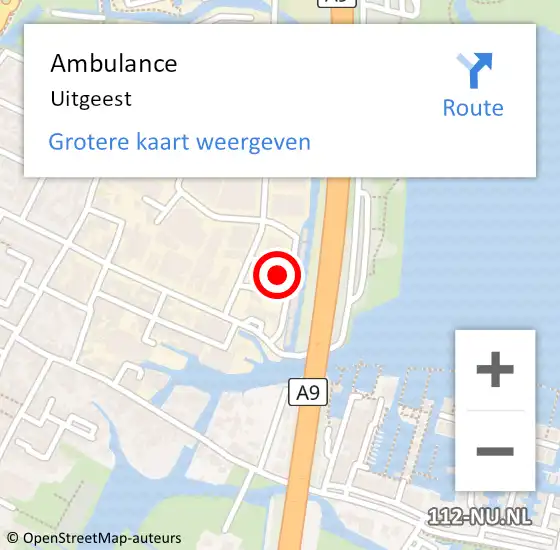 Locatie op kaart van de 112 melding: Ambulance Uitgeest op 22 mei 2024 16:52