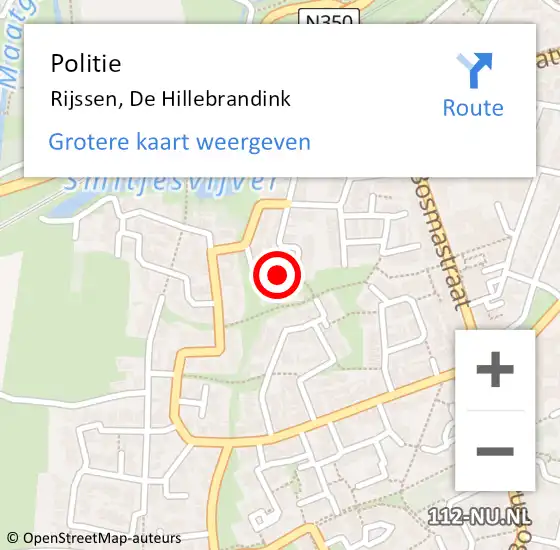 Locatie op kaart van de 112 melding: Politie Rijssen, De Hillebrandink op 22 mei 2024 16:59