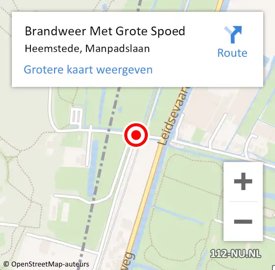 Locatie op kaart van de 112 melding: Brandweer Met Grote Spoed Naar Heemstede, Manpadslaan op 22 mei 2024 17:04