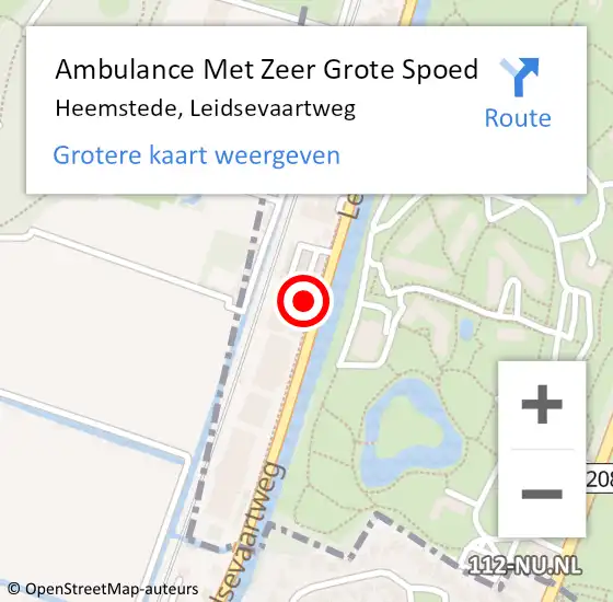 Locatie op kaart van de 112 melding: Ambulance Met Zeer Grote Spoed Naar Heemstede, Leidsevaartweg op 22 mei 2024 17:05