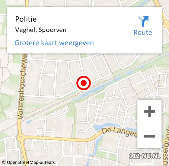 Locatie op kaart van de 112 melding: Politie Veghel, Spoorven op 22 mei 2024 17:30