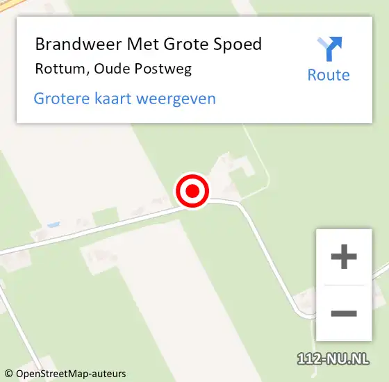 Locatie op kaart van de 112 melding: Brandweer Met Grote Spoed Naar Rottum, Oude Postweg op 22 mei 2024 17:33