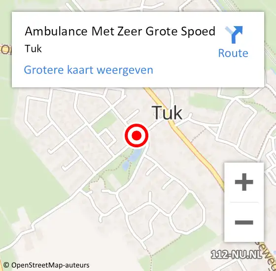 Locatie op kaart van de 112 melding: Ambulance Met Zeer Grote Spoed Naar Tuk op 22 mei 2024 17:45