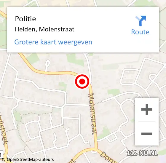 Locatie op kaart van de 112 melding: Politie Helden, Molenstraat op 22 mei 2024 18:02