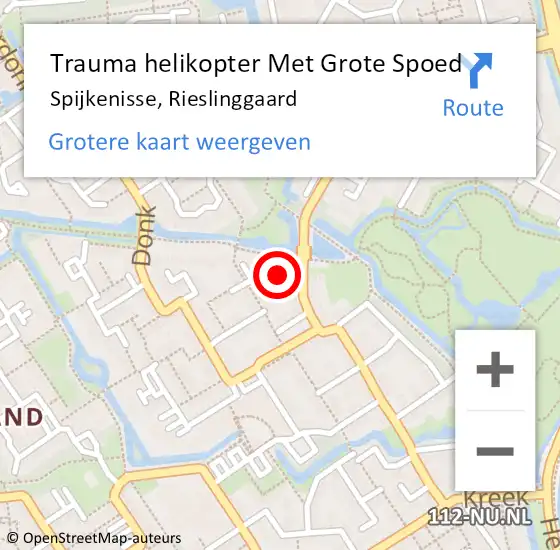 Locatie op kaart van de 112 melding: Trauma helikopter Met Grote Spoed Naar Spijkenisse, Rieslinggaard op 22 mei 2024 18:03