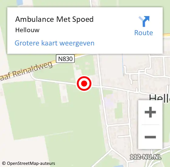 Locatie op kaart van de 112 melding: Ambulance Met Spoed Naar Hellouw op 22 mei 2024 18:03