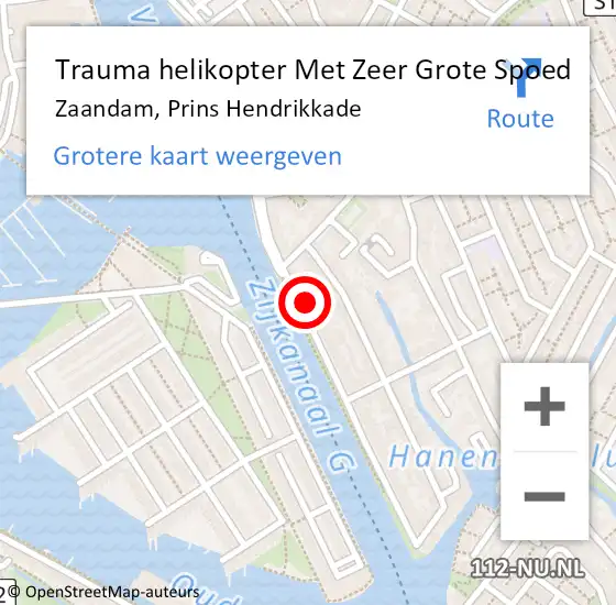 Locatie op kaart van de 112 melding: Trauma helikopter Met Zeer Grote Spoed Naar Zaandam, Prins Hendrikkade op 22 mei 2024 18:10