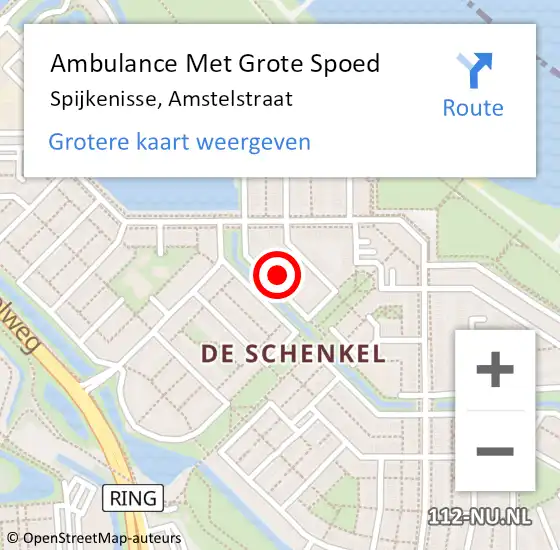 Locatie op kaart van de 112 melding: Ambulance Met Grote Spoed Naar Spijkenisse, Amstelstraat op 22 mei 2024 18:13