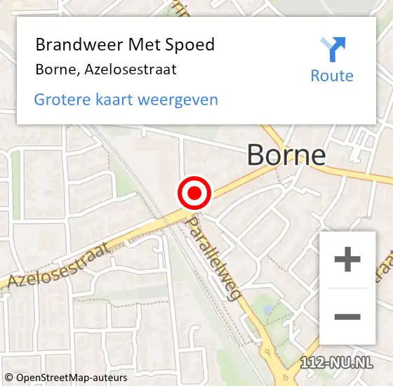 Locatie op kaart van de 112 melding: Brandweer Met Spoed Naar Borne, Azelosestraat op 22 mei 2024 18:16