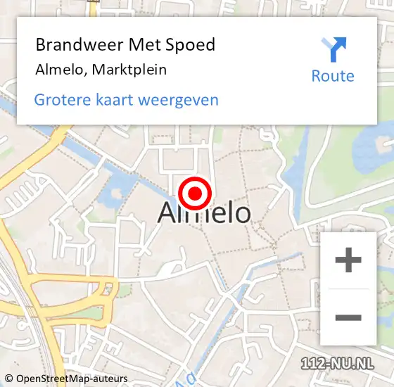 Locatie op kaart van de 112 melding: Brandweer Met Spoed Naar Almelo, Marktplein op 22 mei 2024 18:42