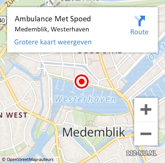 Locatie op kaart van de 112 melding: Ambulance Met Spoed Naar Medemblik, Westerhaven op 22 mei 2024 19:24