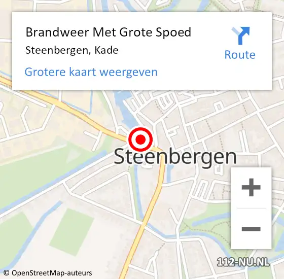 Locatie op kaart van de 112 melding: Brandweer Met Grote Spoed Naar Steenbergen, Kade op 22 mei 2024 19:33