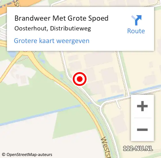 Locatie op kaart van de 112 melding: Brandweer Met Grote Spoed Naar Oosterhout, Distributieweg op 22 mei 2024 19:42