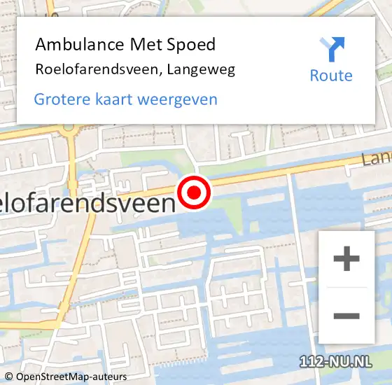 Locatie op kaart van de 112 melding: Ambulance Met Spoed Naar Roelofarendsveen, Langeweg op 22 mei 2024 19:49