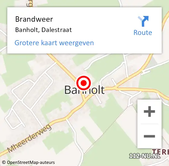 Locatie op kaart van de 112 melding: Brandweer Banholt, Dalestraat op 6 oktober 2014 19:56