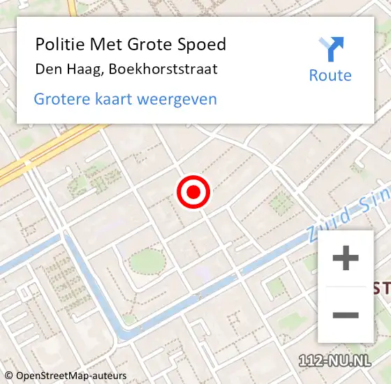 Locatie op kaart van de 112 melding: Politie Met Grote Spoed Naar Den Haag, Boekhorststraat op 22 mei 2024 20:20