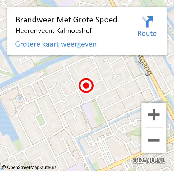 Locatie op kaart van de 112 melding: Brandweer Met Grote Spoed Naar Heerenveen, Kalmoeshof op 22 mei 2024 20:48