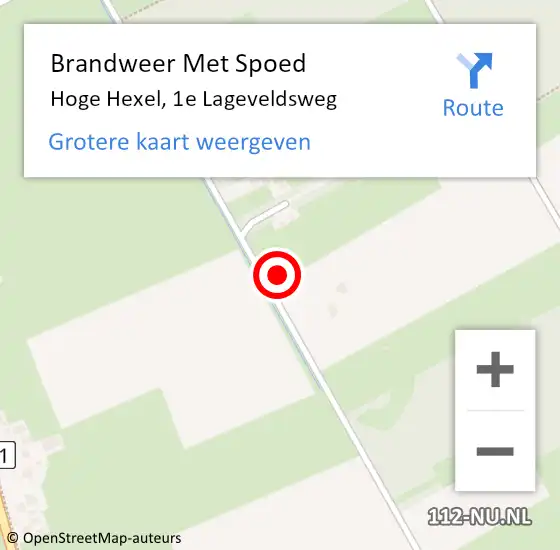 Locatie op kaart van de 112 melding: Brandweer Met Spoed Naar Hoge Hexel, 1e Lageveldsweg op 22 mei 2024 20:52