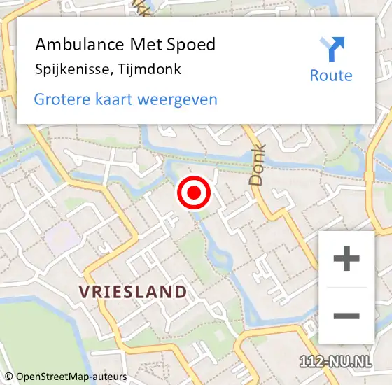 Locatie op kaart van de 112 melding: Ambulance Met Spoed Naar Spijkenisse, Tijmdonk op 22 mei 2024 21:36