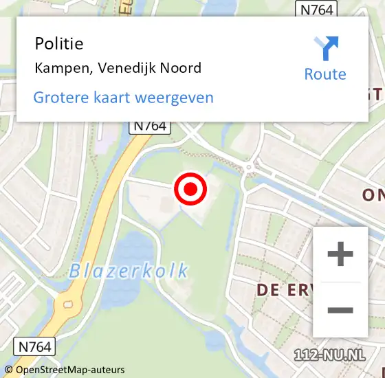 Locatie op kaart van de 112 melding: Politie Kampen, Venedijk Noord op 22 mei 2024 22:47