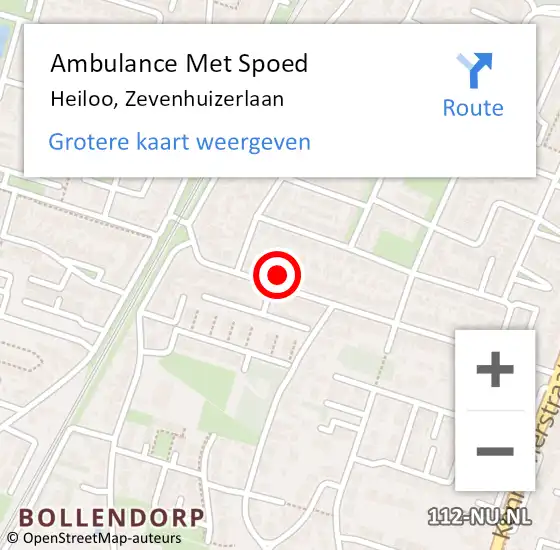 Locatie op kaart van de 112 melding: Ambulance Met Spoed Naar Heiloo, Zevenhuizerlaan op 22 mei 2024 23:34