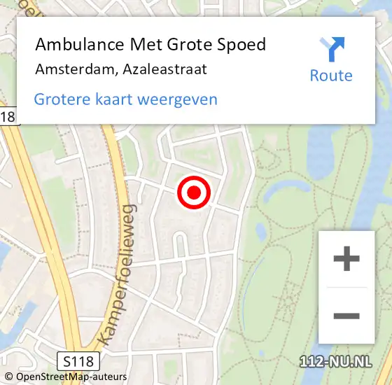 Locatie op kaart van de 112 melding: Ambulance Met Grote Spoed Naar Amsterdam, Azaleastraat op 22 mei 2024 23:35